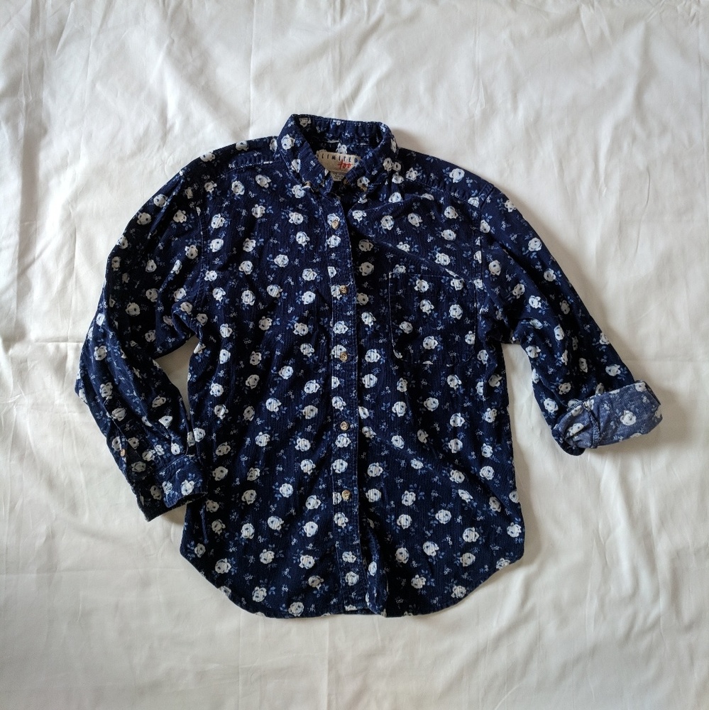 Limited Too 90s Floral Corduroy Buttondown, size 8